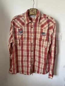 Mens Casual Shirt Biker Patch Size L Sk2419 - Picture 1 of 5