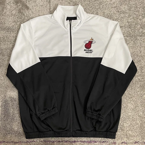 GIII NBA Miami Heat Basketball Full Zip Sweater Mens XL Cover