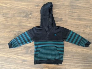 EUC Size 5 Quicksilver Black Green Long Sleeve BoyHoodie Sweater Top Stripes - Picture 1 of 3