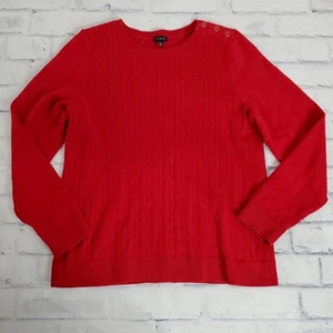 Suéter Talbots Mujer XL Rojo Tejido con Cable Pullover Botón Acento Clásico Preppy - Imagen 1 de 9