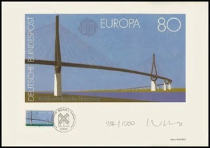 EDICIÓN ARTE 1987 FEDERACIÓN 1322 EUROPA CEPT ARQUITECTURA PUENTES - ¡FIRMADO A MANO! - Imagen 1 de 3