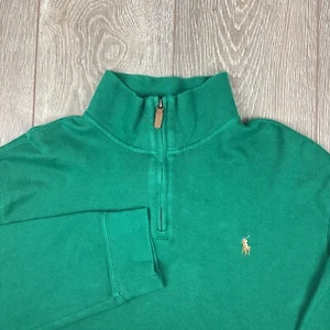 Polo Ralph Lauren Estate Rib 1/4 Zip Sweater Green Pony Men’s XL Pullover - Picture 1 of 6