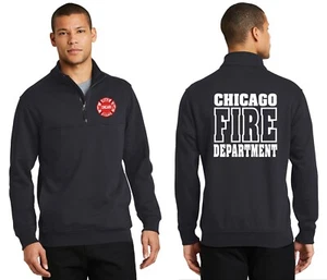 Chicago Fire Department 1/4 Zip Job Sweatshirt W/ Maltese Logo As Seen On TV - Picture 1 of 3