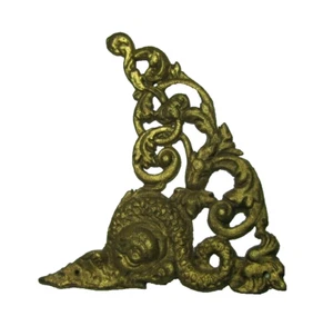 Old Brass Dauphin Koi Devil Fish Serpent Decorative Arts Hardware Element - Picture 1 of 8