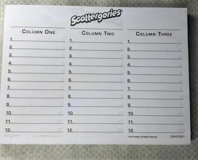 Nuevas hojas de respuestas Scattergories 2013 - Almohadilla de repuesto - Milton Bradley Foto 1 de 3
