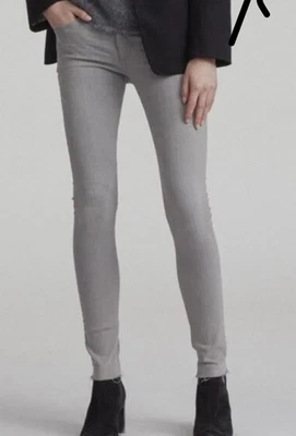 Rag & Bone Ankle Skinny Raw Hem Denim Jeans In Gray Burmese Wash Size 26 City - Image 1 of 4