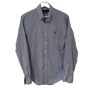 Ralph Lauren Slim Fit Men's Blue White Striped Button Up Shirt Size Small - Picture 1 of 8