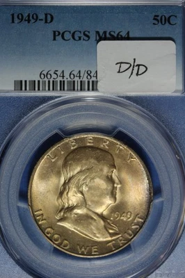 1949 D/D PCGS MS64 FRANKLIN HALF DOLLAR #B51162 - Image 1 of 2