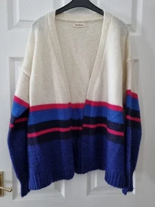 Woolovers Striped Cardigan Size L Wool Mohair Multi Edge To Edge Womens - Picture 1 of 6