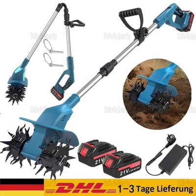 21V Akku Bodenhacke Klein Bodenfräse Gartenfräse Elektro Kultivator mit Batterie - Bild 1 von 4