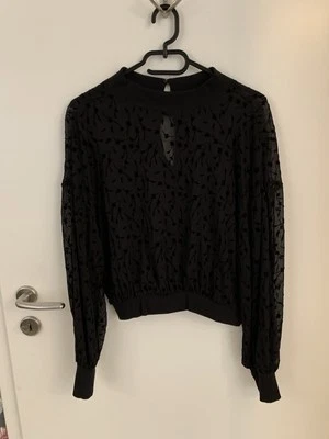 Zara, Busen-Shirt, transparen, Gr. M, schwarz/ Blumen - Neu , festlich - Bild 1 von 4