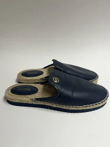 Sandali donna Michael Kors espadrillas slide pelle blu logo MK taglia 7M - Foto 1 di 10