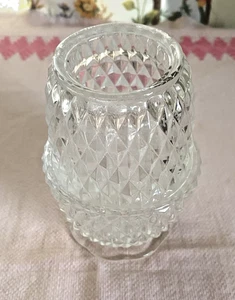 VINTAGE Lead crystal  GLASS CLEAR GLASS TWO PIECE FAIRY LAMP  5 1/2”T - Picture 1 of 3