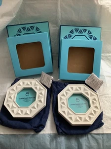 Jonathan Adler Scharade Nieten 3 x 3 Weiß Achteck Fotorahmen 2er Set NEU IM KARTON - Bild 1 von 12