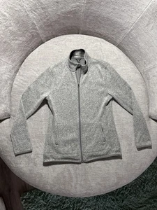 Eddie Bauer Jacket Womens Tall Medium Heather Gray Full Zip Fleece Zip Pockets - Picture 1 of 9