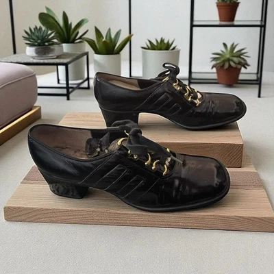 Zapato Carvallo Negro 7.5 Joyce Of California Mujer De Colección Patente Foto 1 de 4