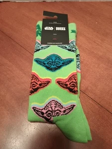 STAR WARS Yoda Happy Socks Crew US Mens 8-12 Women's 10-12.5 Lime Green  - Picture 1 of 6