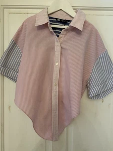 Zara Pink Stripe Tie Front Shirt Size M - Picture 1 of 5