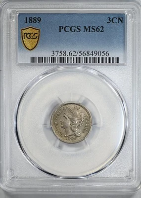 1889 Three Cent Nickel Piece 3CN PCGS MS62 - Image 1 of 4