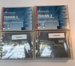 LOT 4 Imation Travan-3 1.6GB / 3.2GB & HP C4436 Colorado 14GB Travan Cartridge - Afbeelding 1 van 4