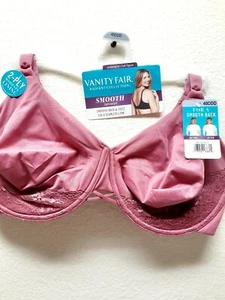 New Vanity Fair Dark Rose Love Knot Style Smooth Light Weight Bra Sz 40DDD - Picture 1 of 4