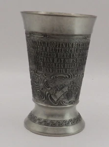 Zinnbecher Frieling Zinn Serie Lindenwirtin Höhe 9,5 cm Becher leicht Verformt - Bild 1 von 6