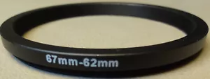 67mm to 62mm Step Down Lens Filter Ring Metal DSLR SLR Digital Camera Adapter - Picture 1 of 3