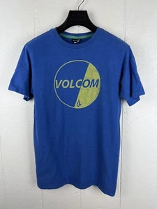 Volcom Shirt Men's Medium Blue Graphic Spellout Crew Neck Short Sleeve Pullover - Picture 1 of 11