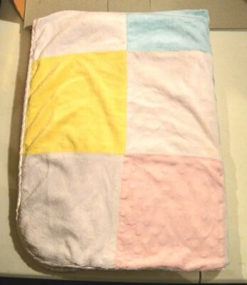 Multi-Color Baby Blanket Pink Sherpa Lined ~28-1/2" x 36" by Kidsline - Image 1 of 4