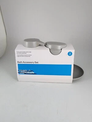 Room Essentials ~ Juego de paquete de baño gris de 3 piezas: bandeja de jabón y bomba y bote Foto 1 de 4