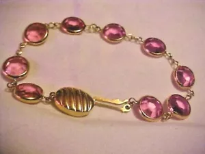 AWESOME GOLDTONE CHAIN WITH 9 SVARKOWSKI PINK ICE STONES, SZ 7 INCH SWAN LOGO - Picture 1 of 4