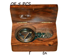 LOT OF 5 PCS Nautical 2 Inch push button compass black finish with wooden box
