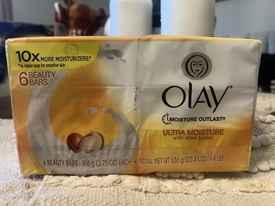 2-Olay Ultra Moisture Beauty Bar w/Shea Butter 10x Moisturizer 6 Pack. Rare Soap - Image 1 of 4