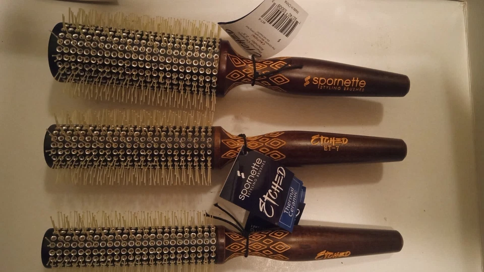 SPORNETTE  ETCHED THERMAL CERAMIC ROUNDER HAIR BRUSH  SET - 3 brushes New - Image 1 of 1