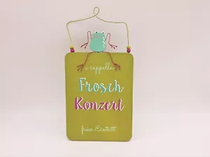 Türschild aus Holz - Frosch Deko Wandschild grün 15x30 cm - Frosch Konzert - Bild 1 von 6