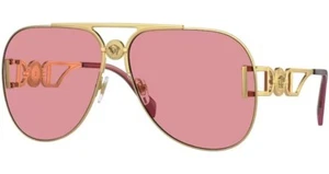 Neu mit Etikett Versace Sonnenbrille VE2255 1002A4 goldfarben mit rosa Spiegel innen silber 63 mm Neu im Karton - Bild 1 von 1