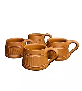 Terracotta Coffee Cups | Natural Handmade Clay Tea Cups- 120 ml (Set of 4) - Picture 1 of 5