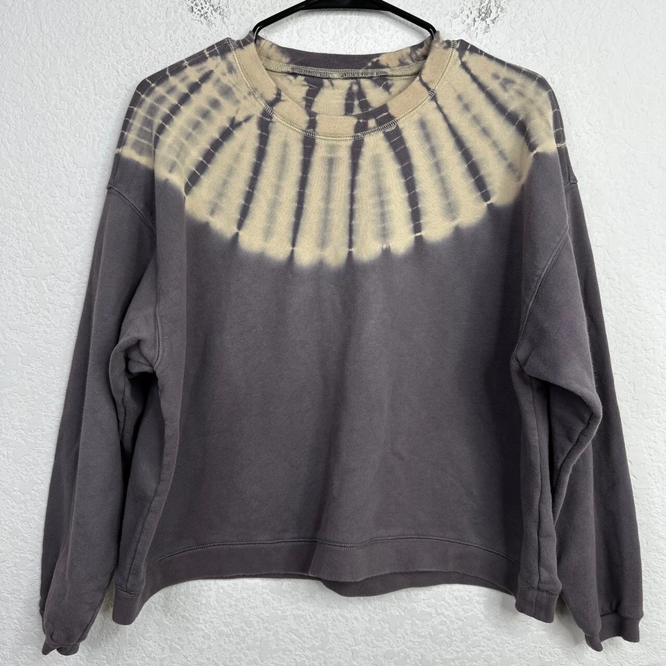 Madewell Sweatshirt Womens Small Grey Tie-Dye Long Sleeve Crew Neck Casual Boho - Image 1 of 4