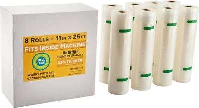 OUTOFAIR 11" x 25' Rolls (Fits Inside Machine) BULK Pack of 8 (200 feet total) OutOfAi...