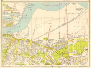 WOOLWICH Plumstead Abbey Wood Belvedere Thamesmead. Karte Geographen A-Z 1959 - Bild 1 von 1