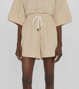 $240 Bassike Women's Beige Organic Poplin Summer Shorts Size 1 - Picture 1 of 2