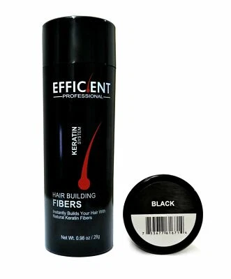 Corrector en polvo para pérdida de cabello negro EFICIENTE fibra espesante, se ve tan real 28 g Foto 1 de 4