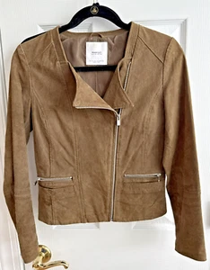 Suede Moto Biker Olive Green Jacket  XS REVOLVE - MANGO - Picture 1 of 4
