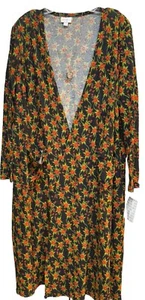 Neu mit Etikett LuLaRoe Large schwarz orange grün Blumen gerippt Sarah Cardigan Pullover - Bild 1 von 9