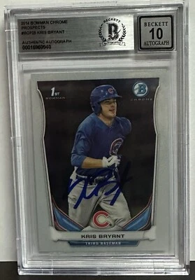 Kris Bryant Autographed 2014 Bowman Chrome Prospects BCP25 Cubs ! Beckett 10 - Image 1 of 2