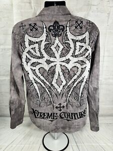 Xtreme Couture by Affliction Chemise homme à manches longues taille gris moyen boutonné