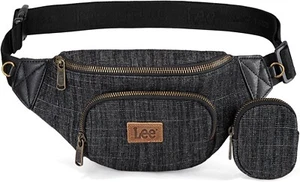 Montana West x Lee Black Denim Crossbody Fanny Pack Waist Travel Belt Bag Sling - Picture 1 of 6