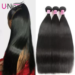 UNice Hair Cambodian Straight Human Hair Extensions 3 Bundles Virgin Hair Weaves - Picture 1 of 12