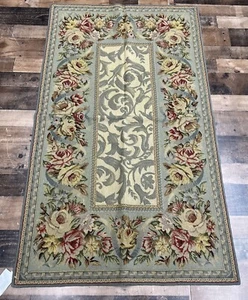 3'x5' New Stunning French Aubusson New Wool Handmade Needlepoint Area Rug #17 - Picture 1 of 8