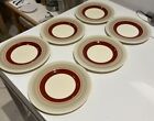 Susie Cooper red wedding band ring art deco small plates saucers 17.5 cm